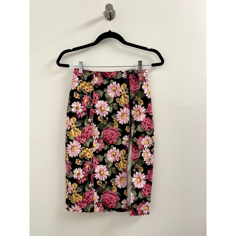 Reformation - Floral Midi Skirt with Zipper Left Thigh Slit Size 4